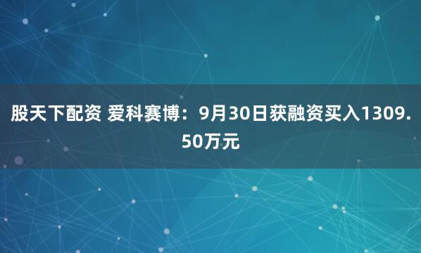 股天下配资 爱科赛博：9月30日获融资买入1309.50万元