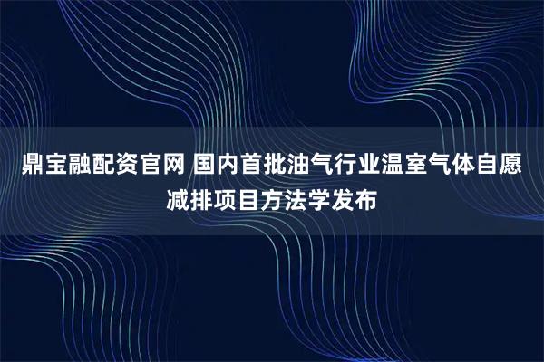 鼎宝融配资官网 国内首批油气行业温室气体自愿减排项目方法学发布