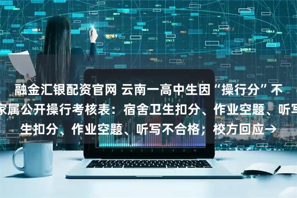融金汇银配资官网 云南一高中生因“操行分”不合格被劝退引争议，家属公开操行考核表：宿舍卫生扣分、作业空题、听写不合格；校方回应→